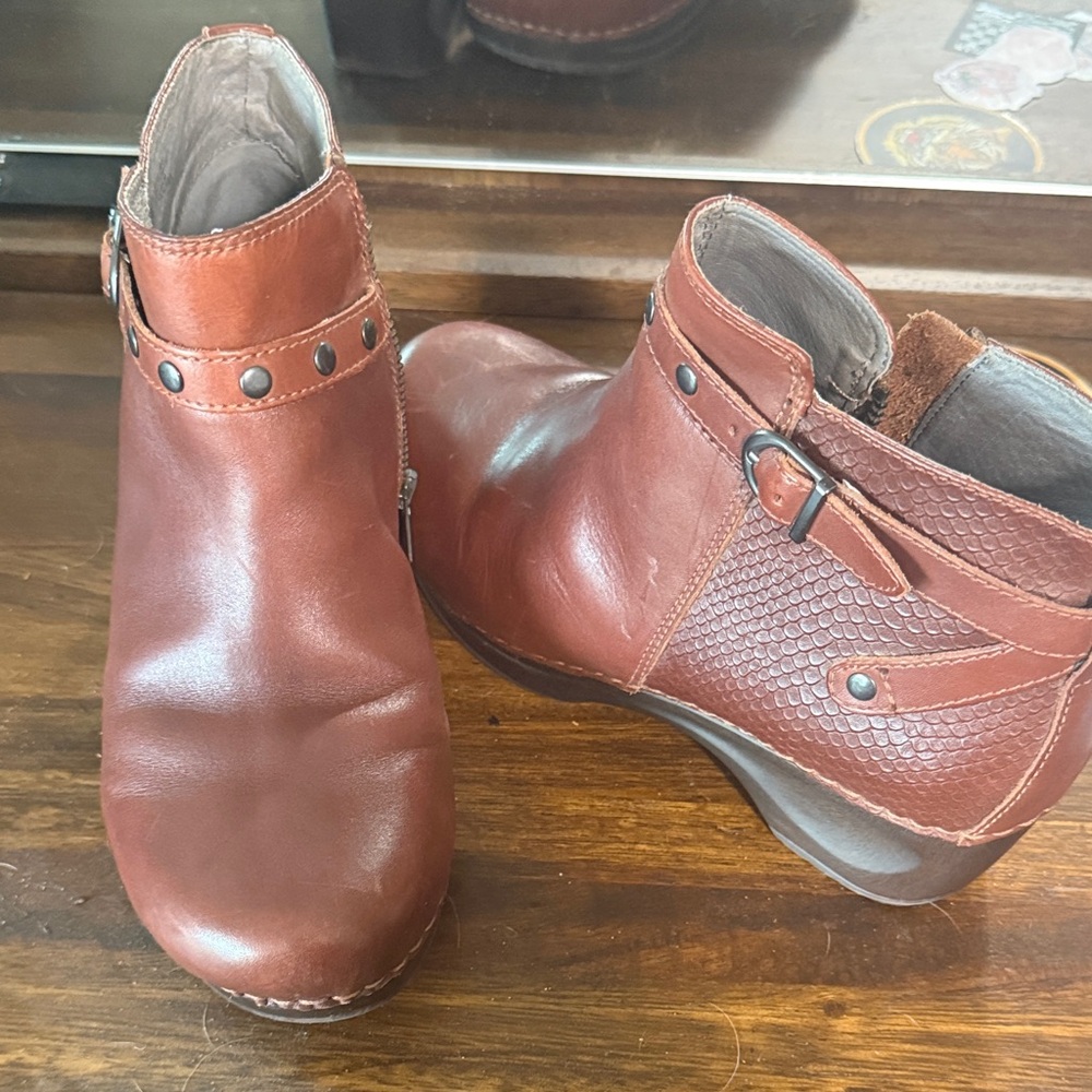Sanita Brown Leather Ankle Booties